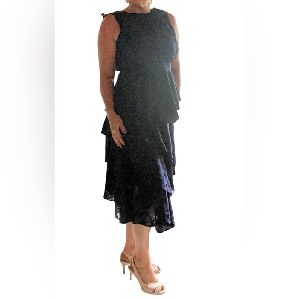 Ted Baker London Midnight Blue Ruffled Midi Dress